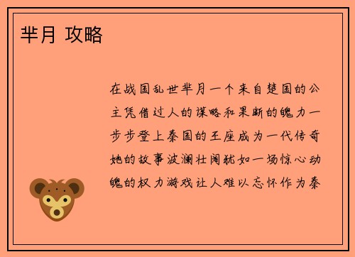 芈月 攻略
